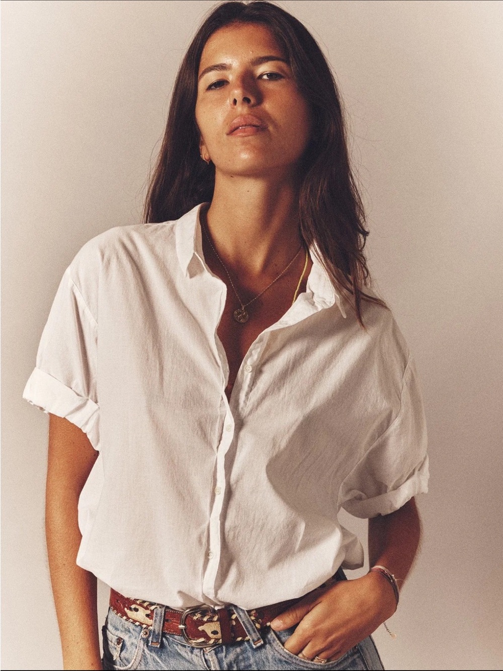 Xirena white Channing shirt button front size medium cotton